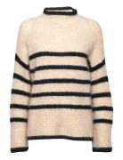 Ovalis Knit T-Neck Tops Knitwear Jumpers Cream Second Female
