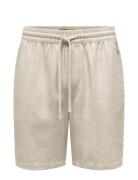 Onstel Visc Lin Shorts 0075 Cs Bottoms Shorts Casual Cream ONLY & SONS