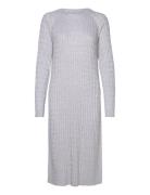 Cable C-Neck Dress Knälång Klänning Grey GANT