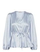 Luna Blouse Tops Blouses Long-sleeved Blue A-View