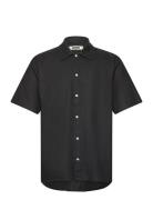 Wbbanks Linen Shirt Designers Shirts Short-sleeved Black Woodbird