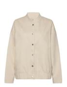 Linen Blend Bomber Jacket Bomberjacka Beige Gina Tricot