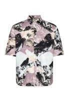 Onsbud Rlx Visc Linen Aop Ss Shirt Tops Shirts Short-sleeved Purple ON...