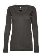 Adjustable Sleeve Slim L\S Wmn Tops T-shirts & Tops Long-sleeved Black...