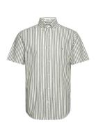 GANT Reg Cotton Linen Stripe Ss Shirt Grön