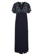 Yaschella Ss Maxi Dress S. - Fest Maxiklänning Festklänning Navy YAS