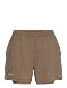 Nwlfast 2In1 Zip Pocket Shorts W Sport Shorts Sport Shorts Brown Newli...