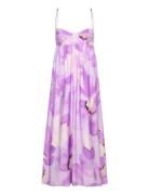 Lenora Printed Midi Dress Maxiklänning Festklänning Purple Bardot