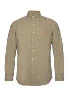 Custom Fit Garment-Dyed Oxford Shirt Tops Shirts Casual Khaki Green Po...
