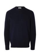 Slhrai Ls Knit Crew Neck W Tops Knitwear Round Necks Navy Selected Hom...