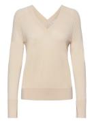 Calvin Klein Merino Wool Double V-Nk Sweater Beige