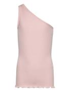Cotton Shoulder Top Tops T-shirts Sleeveless Pink Rosemunde Kids