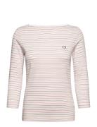 T-Shirt Boat Neck Stripe Tops T-shirts & Tops Long-sleeved Pink Tom Ta...