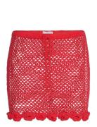 Crochet Floral Mini-Skirt Kort Kjol Red Mango