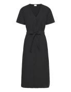 Viprisilla S/S V-Neck Midi Dress Knälång Klänning Black Vila