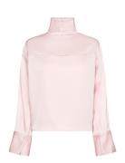 2Nd Francisca - Heavy Satin Tops Blouses Long-sleeved Pink 2NDDAY