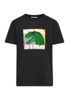 Special Artwork T-Shirt Tops T-shirts Short-sleeved Black Tom Tailor