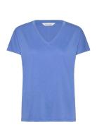 Mschfenya Modal V Neck Tee Tops T-shirts & Tops Short-sleeved Blue MSC...