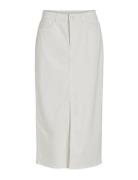 Vipia New Midi Denim Skirt Jaf White/Ln Knälång Kjol White Vila