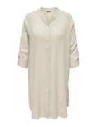 Cartokyo L/S Linen Blend Dress Wvn Knälång Klänning Cream ONLY Carmako...