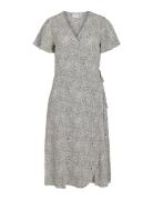 Vilovie S/S Wrap Midi Dress - Noos Knälång Klänning Beige Vila