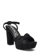 Biacarly Plateau Knot Sandal Micro Suede Sandal Med Klack Black Bianco