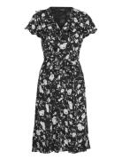 Floral Belted Georgette Dress Kort Klänning Black Lauren Ralph Lauren