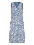 Lauren Ralph Lauren Floral Surplice Jersey Sleeveless Dress Blå