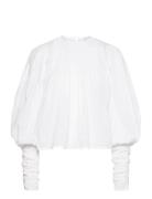 Cotton Slub Puffed Blouse Tops Blouses Long-sleeved White By Ti Mo