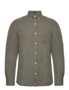 GANT Reg Ut Gmnt Dyed Linen Shirt Khaki Green