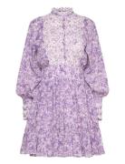 Cotton Slub Mini Dress Kort Klänning Purple By Ti Mo