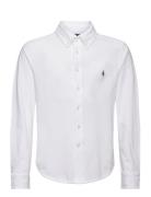 Featherweight Cotton Mesh Shirt Tops Shirts Long-sleeved Shirts White ...