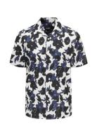 ONLY & SONS Onstrev Reg Ctn Lin Aop Ss Shirt Noos Marinblå