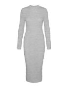 Vmlucky Ls Highneck Calf Dress Ga Boo Knälång Klänning Grey Vero Moda