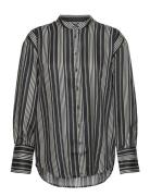 GANT Relaxed Striped Stand Collar Shirt Svart