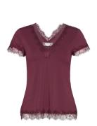 T-Shirt Ss Tops Blouses Short-sleeved Red Rosemunde