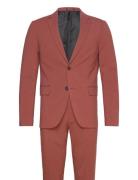 Lindbergh Plain Mens Suit - Normal Length Röd