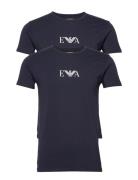 Mens Knit 2Pack T-Sh Tops T-shirts Short-sleeved Navy Emporio Armani