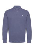Custom Slim Fit Mesh Polo Shirt Tops Polos Long-sleeved Blue Polo Ralp...