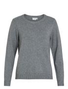 Viril O-Neck L/S Knit Top - Noos Tops Knitwear Jumpers Grey Vila