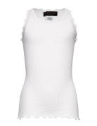 Beatha Silk Top W/ Lace Tops T-shirts Sleeveless White Rosemunde Kids