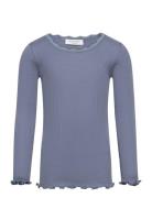Beatha Silk T-Shirt W/ Lace Tops T-shirts Long-sleeved T-shirts Blue R...
