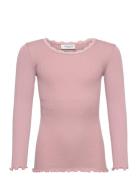 Beatha Silk T-Shirt W/ Lace Tops T-shirts Long-sleeved T-shirts Pink R...