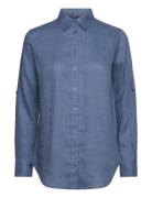 Linen Shirt Tops Shirts Long-sleeved Blue Lauren Ralph Lauren