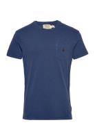 Custom Slim Fit Jersey Pocket T-Shirt Tops T-shirts Short-sleeved Blue...