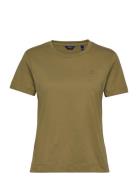 Original Ss T-Shirt Tops T-shirts & Tops Short-sleeved Khaki Green GAN...