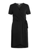 Vinayeli S/S Knee Wrap Dress/Su - Noos Knälång Klänning Black Vila