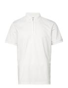 Slhfave Zip Ss Polo Noos Tops Polos Short-sleeved White Selected Homme