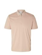 Selected Homme Slhfave Zip Ss Polo Noos Rosa