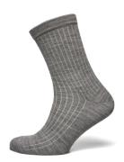 Wool Rib Socks Sockor Strumpor Grey Mp Denmark